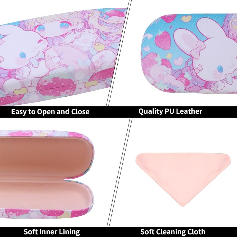 PERFECTSIGHT Store Hard Shell Eyeglasses Case, PU Leather Protective Glasses Case, Cute Eyeglass Case for Women Men Girls - Image 2